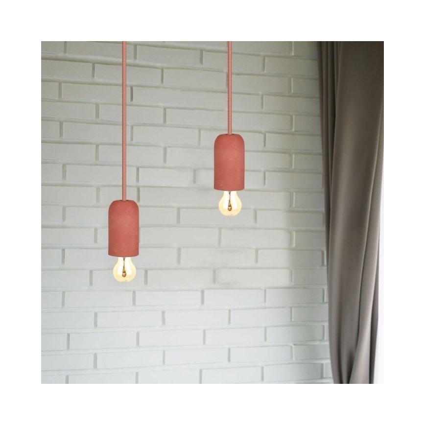 Tápkábel 1xE27/60W/230V beton/piros