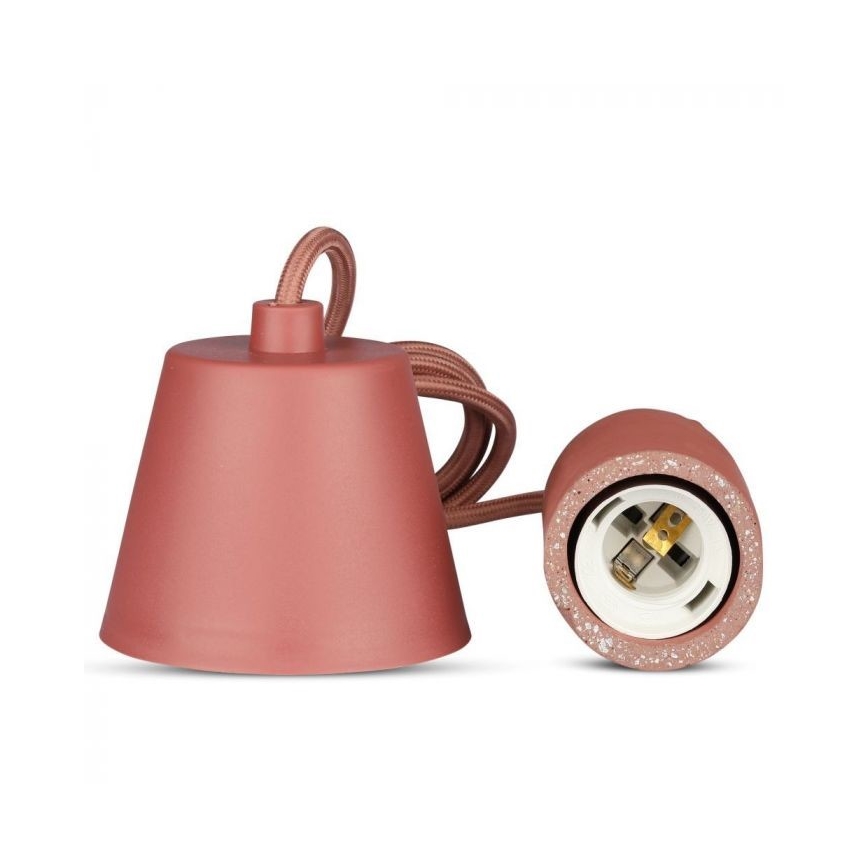 Tápkábel 1xE27/60W/230V beton/piros