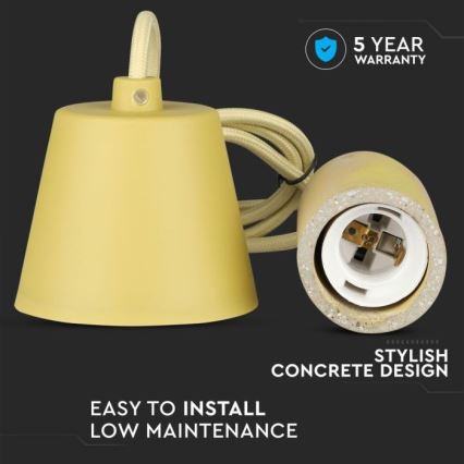 Tápkábel 1xE27/60W/230V beton/sárga