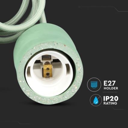 Tápkábel 1xE27/60W/230V beton/zöld