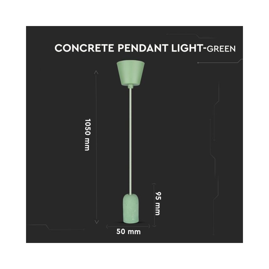 Tápkábel 1xE27/60W/230V beton/zöld