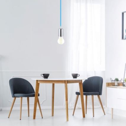 Tápkábel 1xE27/60W/230V kék/fényezett króm
