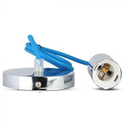 Tápkábel 1xE27/60W/230V kék/fényezett króm