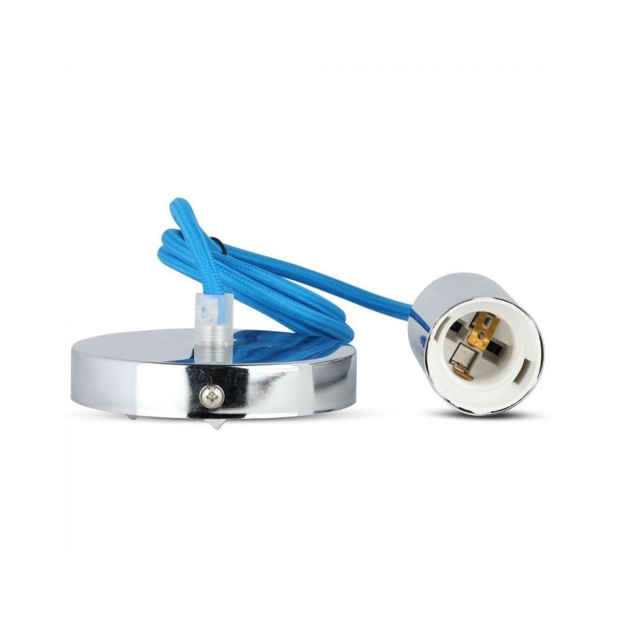 Tápkábel 1xE27/60W/230V kék/fényezett króm