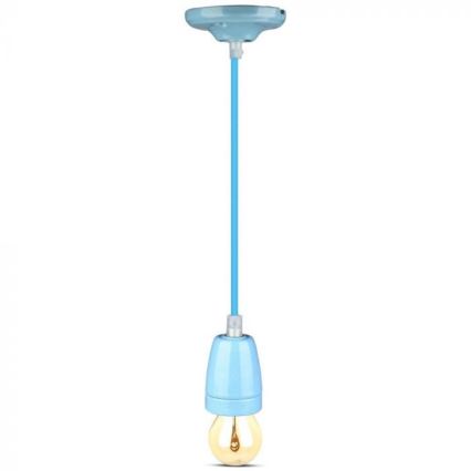 Tápkábel 1xE27/60W/230V kék/porcelán