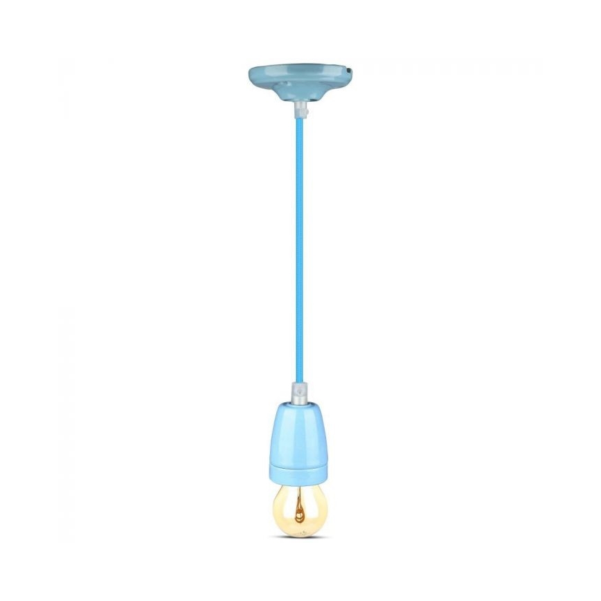 Tápkábel 1xE27/60W/230V kék/porcelán