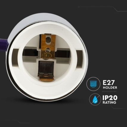 Tápkábel 1xE27/60W/230V lila/fényezett króm