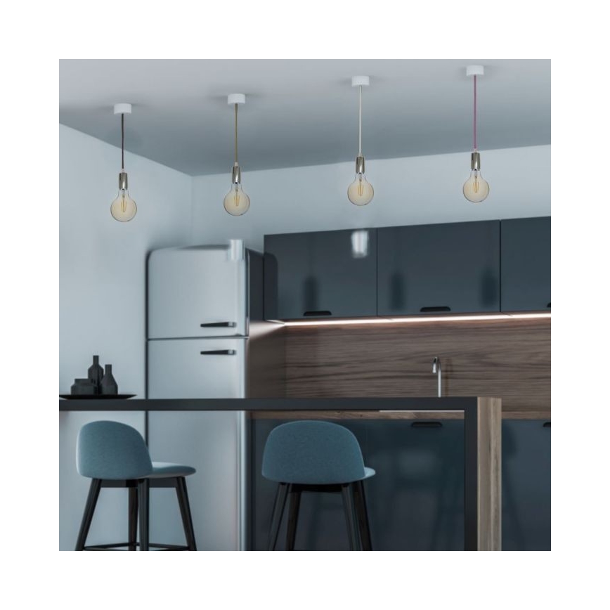 Tápkábel 1xE27/60W/230V narancs/fényezett króm