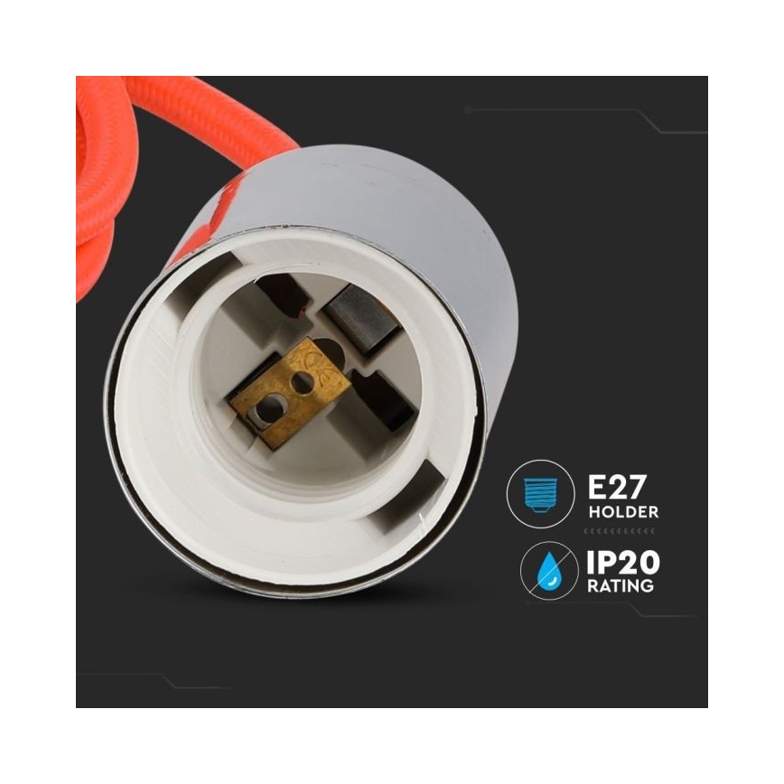 Tápkábel 1xE27/60W/230V narancs/fényezett króm