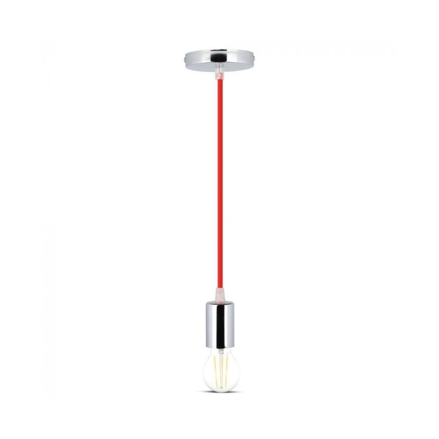 Tápkábel 1xE27/60W/230V piros/fényezett króm