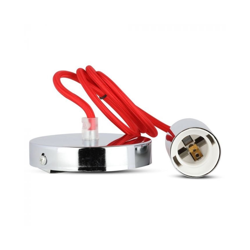 Tápkábel 1xE27/60W/230V piros/fényezett króm