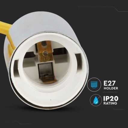 Tápkábel 1xE27/60W/230V sárga/fényezett króm