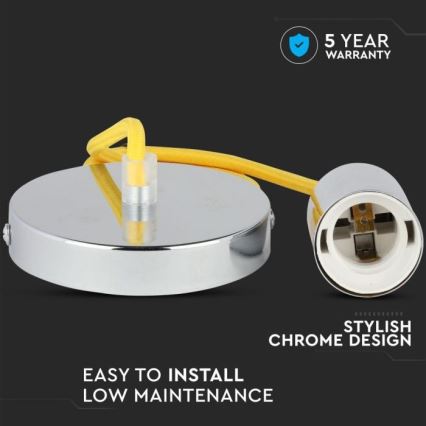 Tápkábel 1xE27/60W/230V sárga/fényezett króm