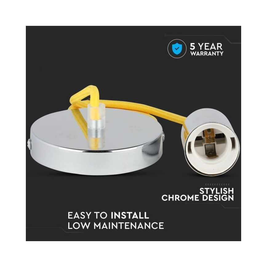 Tápkábel 1xE27/60W/230V sárga/fényezett króm