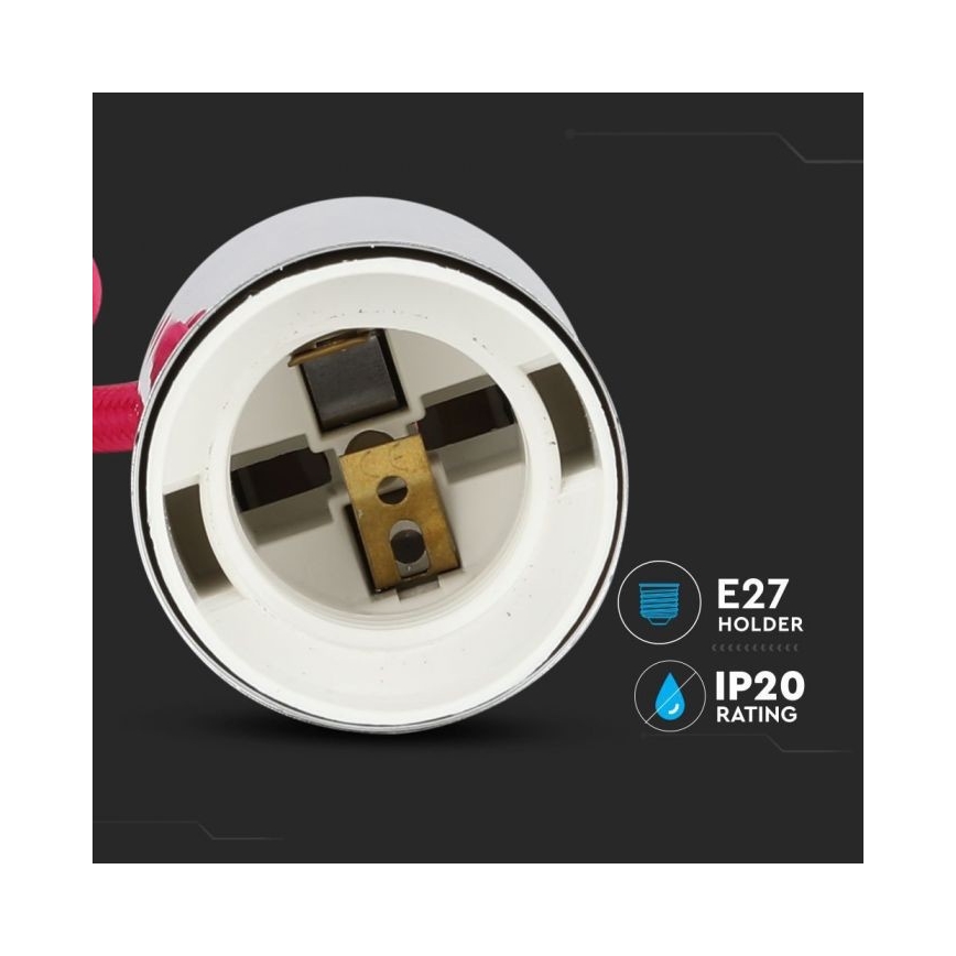 Tápkábel 1xE27/60W/230V sötét rüzsaszín/fényezett króm