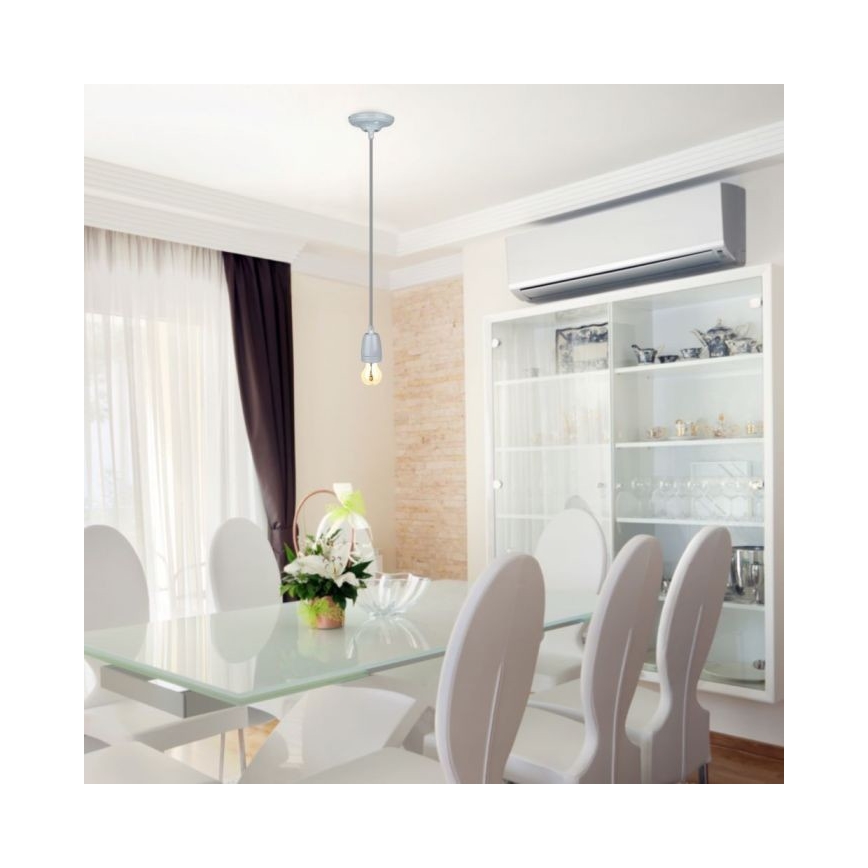 Tápkábel 1xE27/60W/230V szürke/porcelán