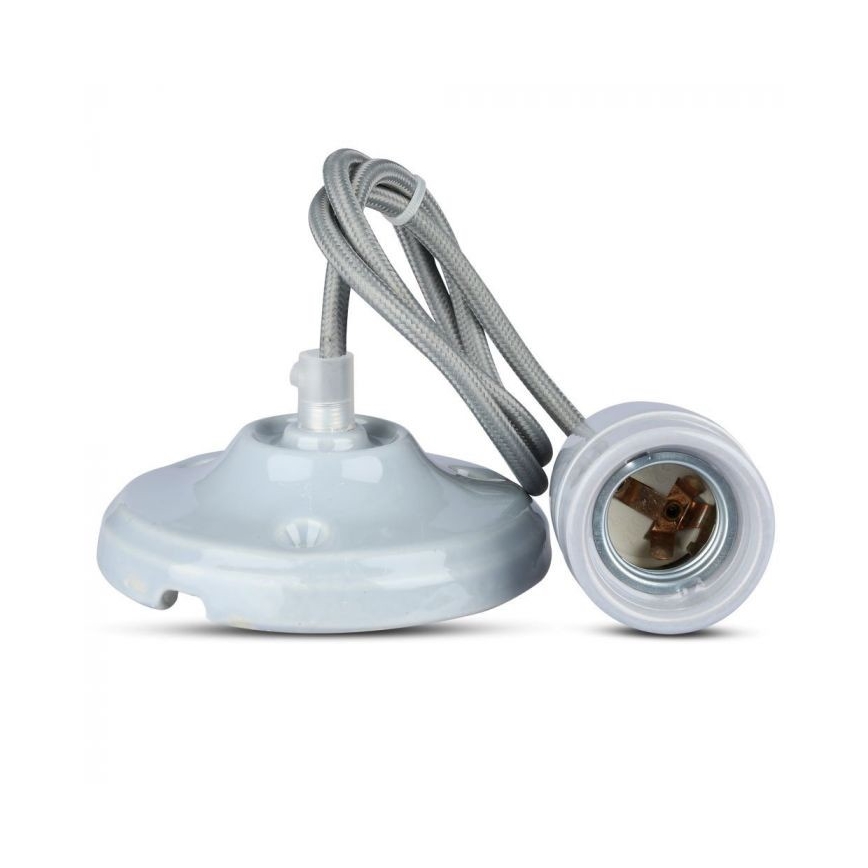 Tápkábel 1xE27/60W/230V szürke/porcelán