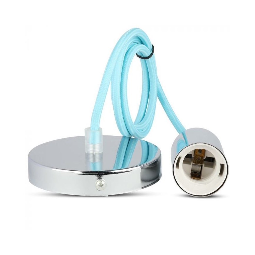 Tápkábel 1xE27/60W/230V világoskék/fényezett króm