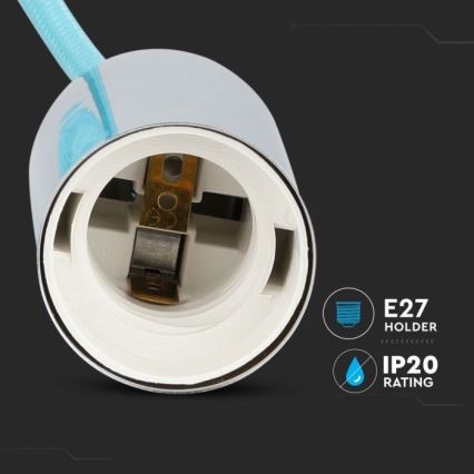 Tápkábel 1xE27/60W/230V világoskék/fényezett króm