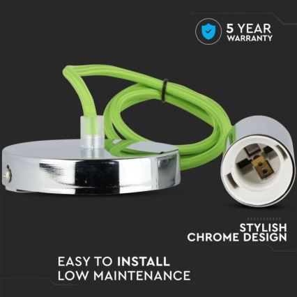 Tápkábel 1xE27/60W/230V zöld/fényezett króm