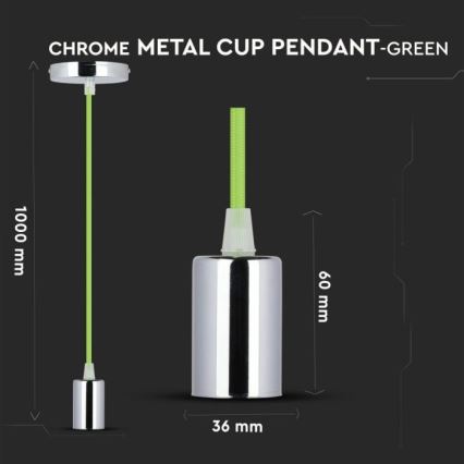 Tápkábel 1xE27/60W/230V zöld/fényezett króm