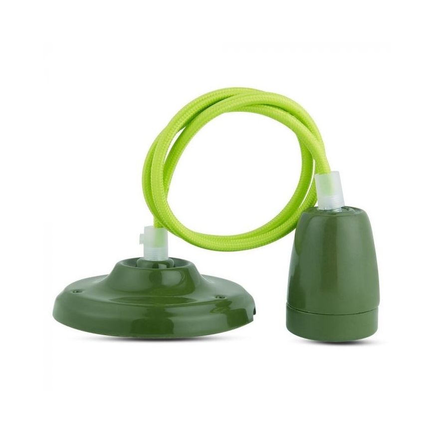Tápkábel 1xE27/60W/230V zöld/porcelán