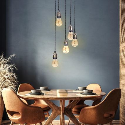 Tápkábel 5xE27/60W/230V bronz