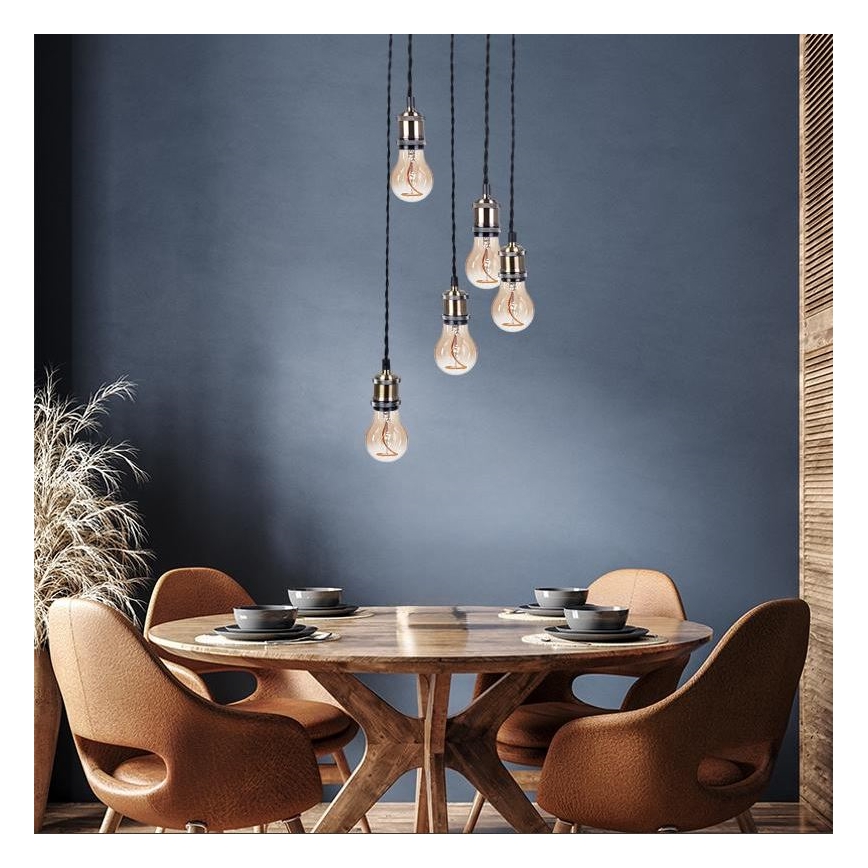 Tápkábel 5xE27/60W/230V bronz