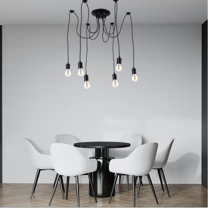 Tápkábel 6xE27/60W/230V pók fekete