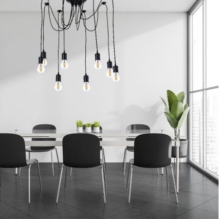 Tápkábel 8xE27/60W/230V pók fekete