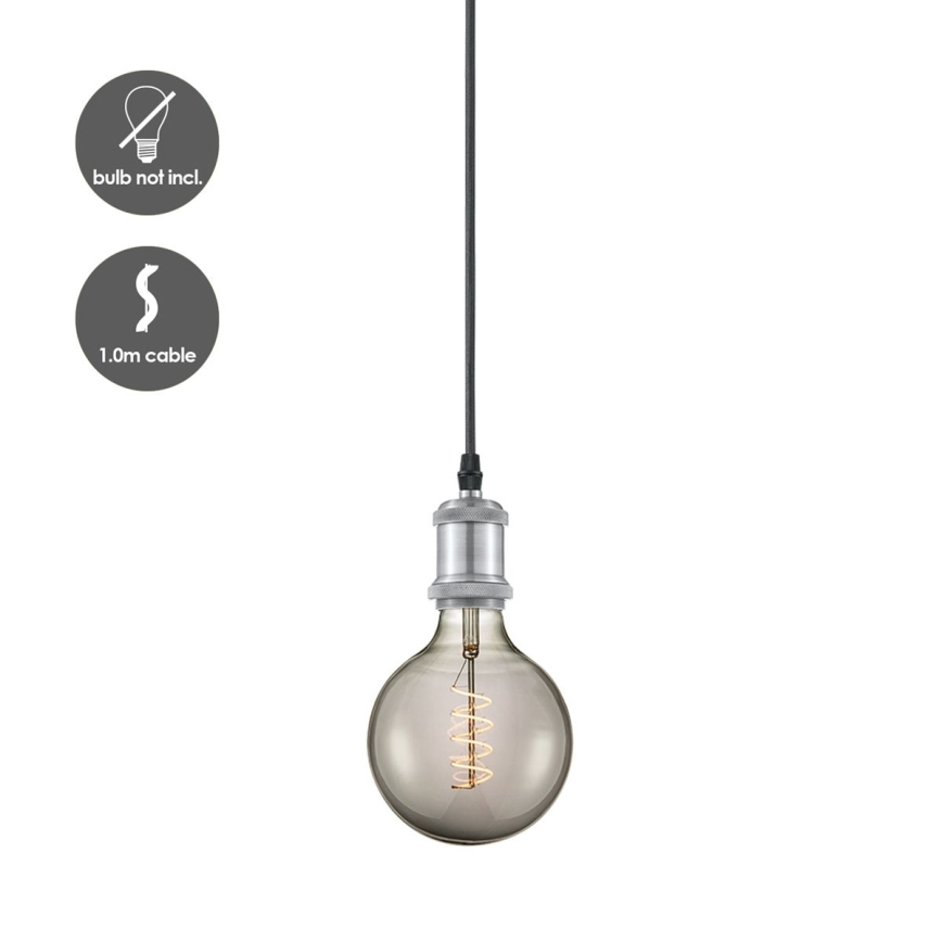 Tápkábel VINTAGE 1xE27/60W/230V matt króm