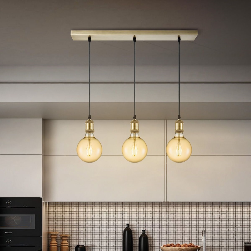 Tápkábel VINTAGE 3xE27/40W/230V réz