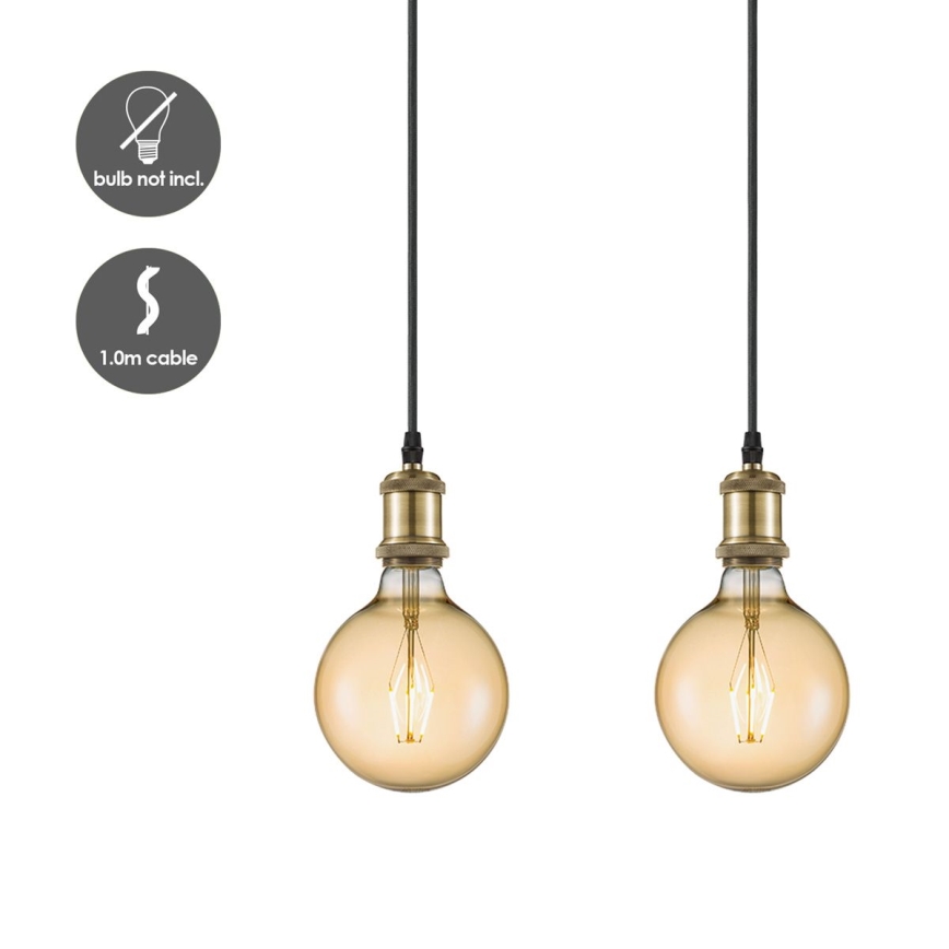 Tápkábel VINTAGE 3xE27/40W/230V réz