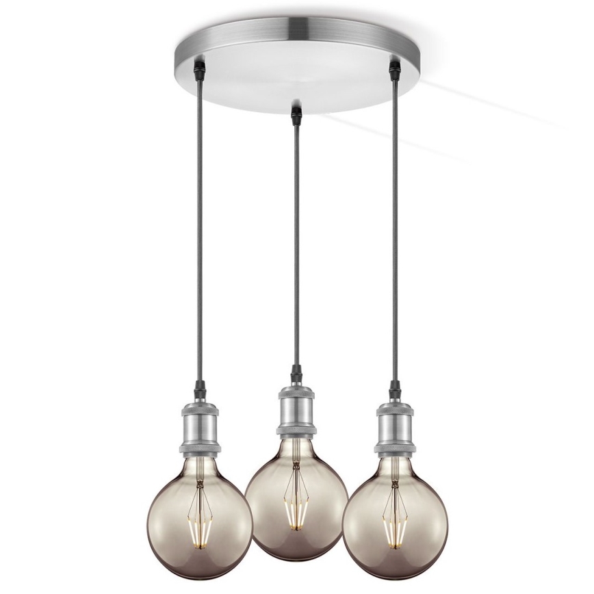 Tápkábel VINTAGE 3xE27/60W/230V matt króm