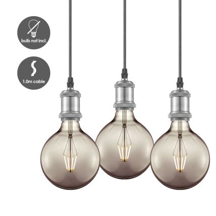 Tápkábel VINTAGE 3xE27/60W/230V matt króm