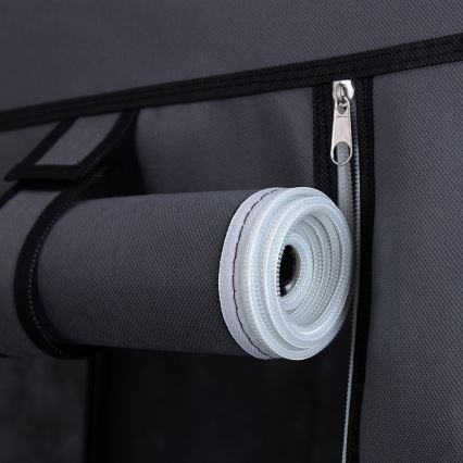 Tároló textilszekrény polcokkal és akasztórúddal MATIS 110x175 cm szürke