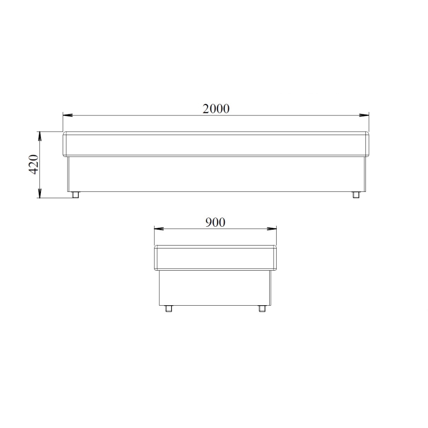 Tárolós ágy NOE 90x200 rugós matraccal, szürke/fekete