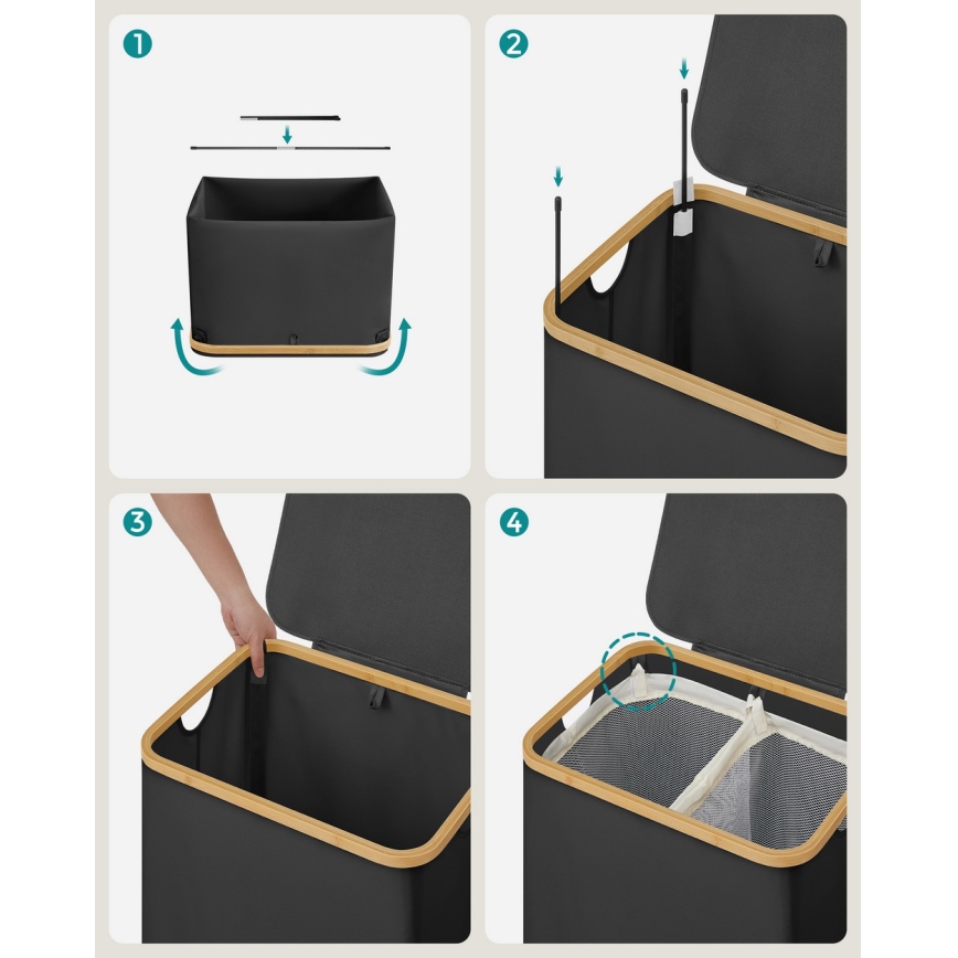 TATE fekete szennyeskosár