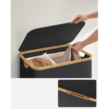 TATE fekete szennyeskosár