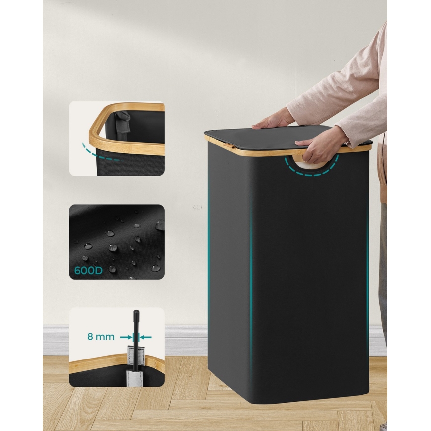 TATE fekete szennyeskosár