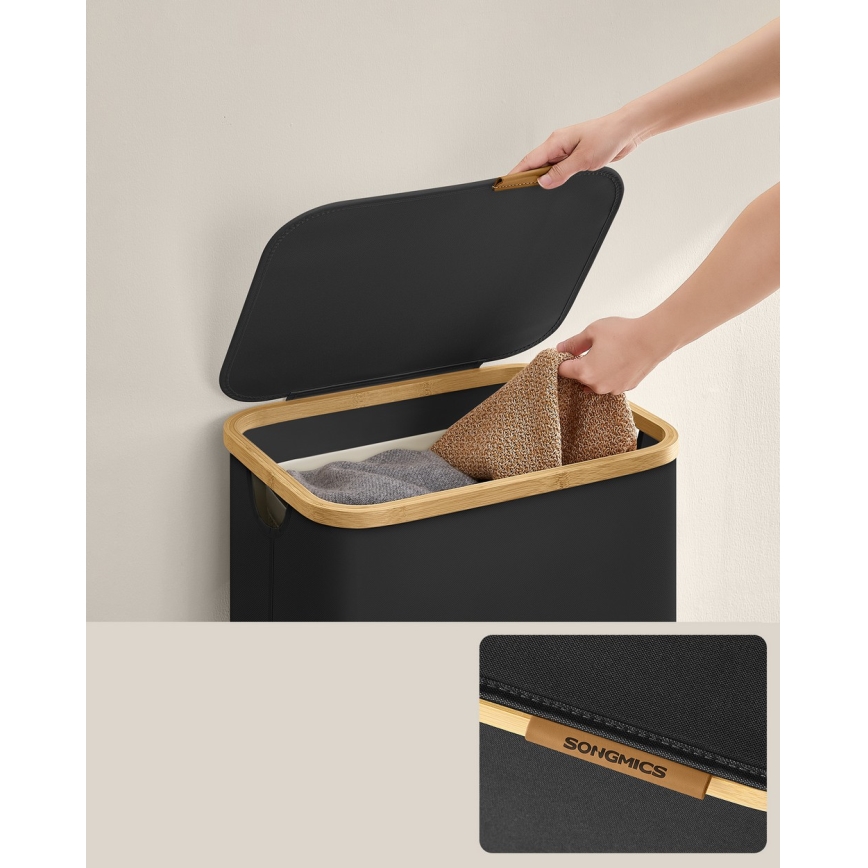 TATE fekete szennyeskosár