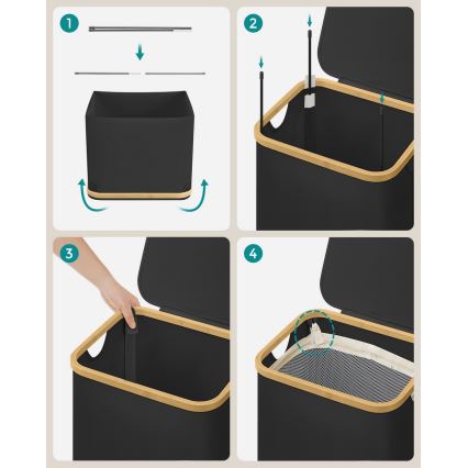 TATE fekete szennyeskosár