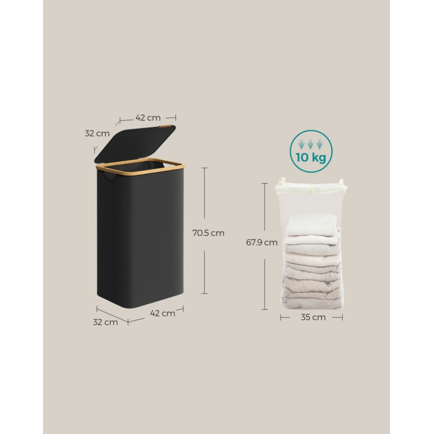 TATE fekete szennyeskosár