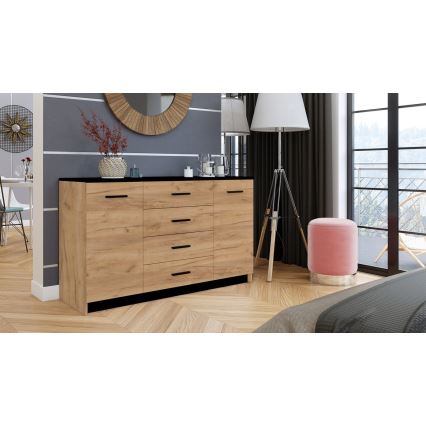 TAYLER komód tölgy craft/fekete