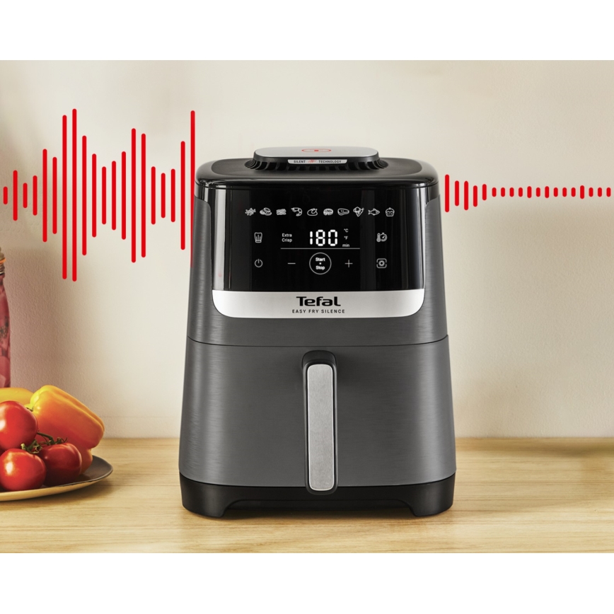 Tefal - 5 l-es EASY FRY SILENCE COAL forrólevegős fritőz 1400-1670W/230V