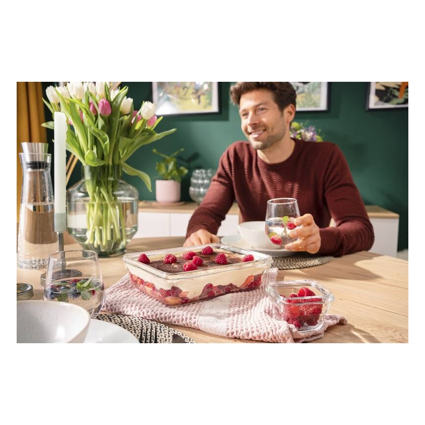 Tefal - Élelmiszer tartó 3 l MSEAL GLASS piros/üveg