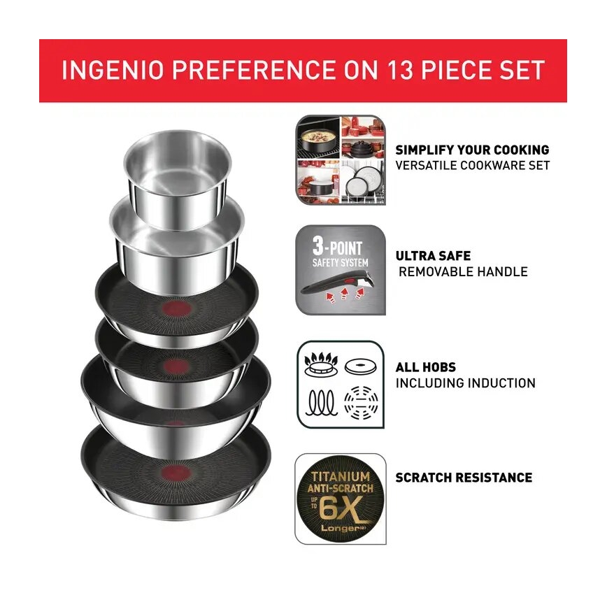 Tefal - INGENIO PREFERENCE ON 13 részes edénykészlet, rozsdamentes acél