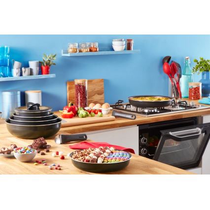 Tefal - Konyhai készlet 10 db INGENIO EASY COOK & CLEAN BLACK