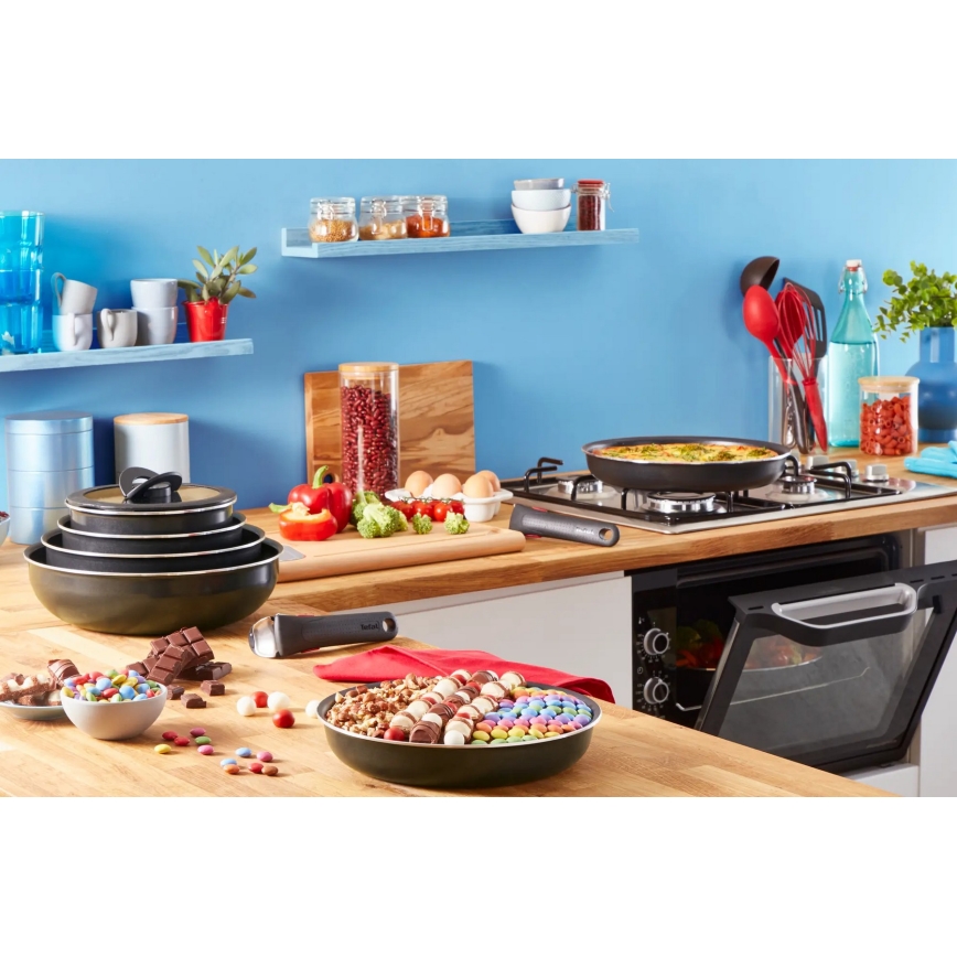 Tefal - Konyhai készlet 10 db INGENIO EASY COOK & CLEAN BLACK