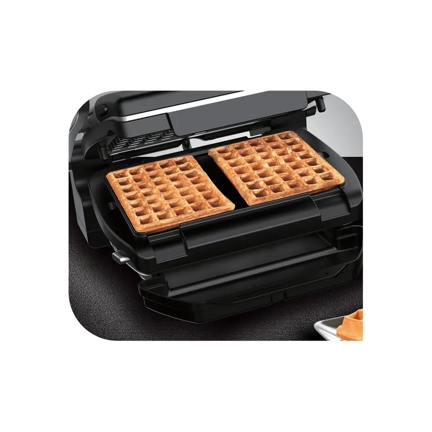 Tefal - OPTIGRILL+ INOX kontakt grill WAFFLE 2000W/230V fekete/króm